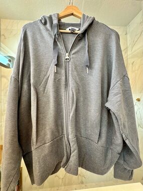 Athleta Gray Full-Zip Hooded Sweatshirt XL